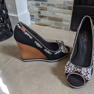 Coach peep toe wedges